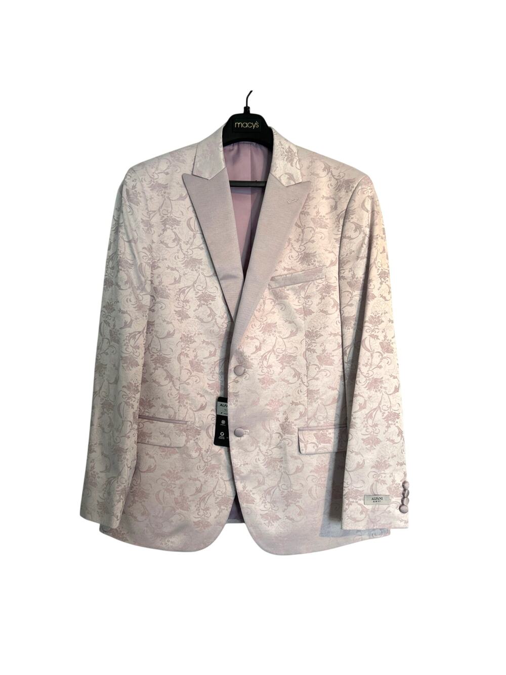 NWT Alfani Slim Fit Sport Coat Blazer Light Pink Floral Jacquard, Men's 40R